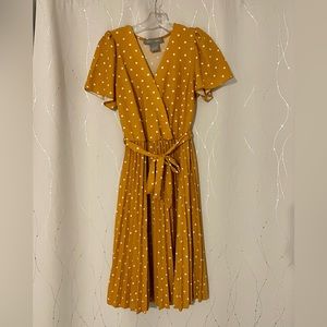 Mustard yellow polka dot dress